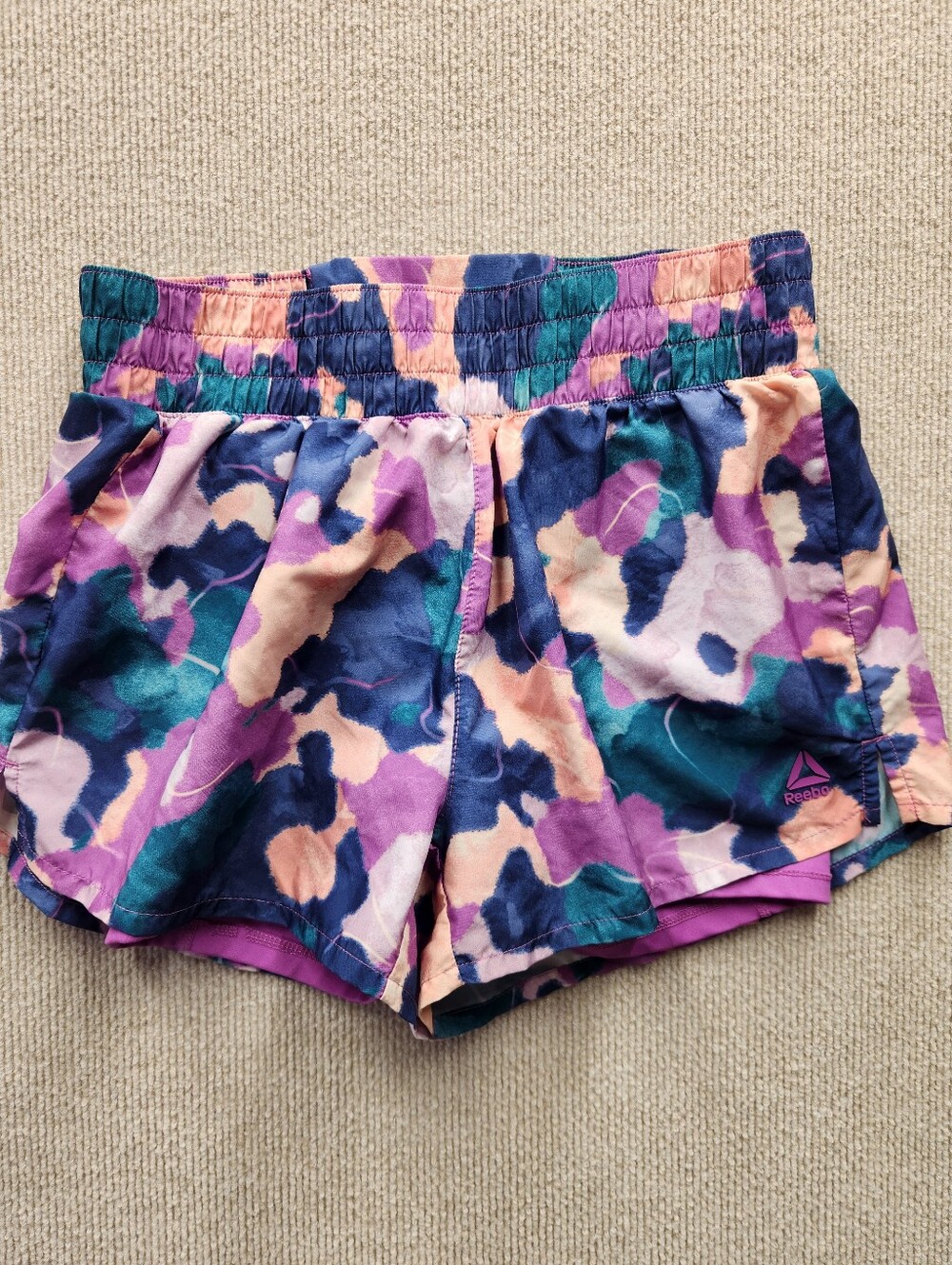 Reebok Women’s Small Athletic Shorts Purple/Multicolor Elastic Waist Gym